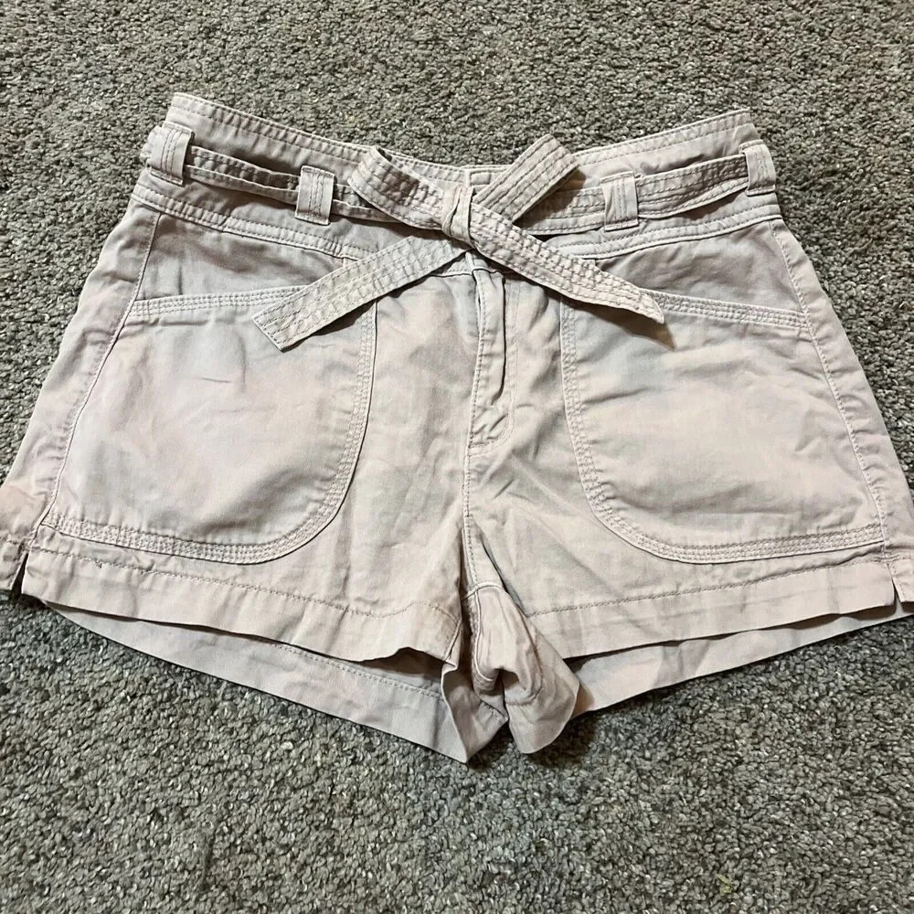Y2K American Eagle Womens Mid Rise‎ Midi Stretch Khaki Tan Shorts Size 4 Safari